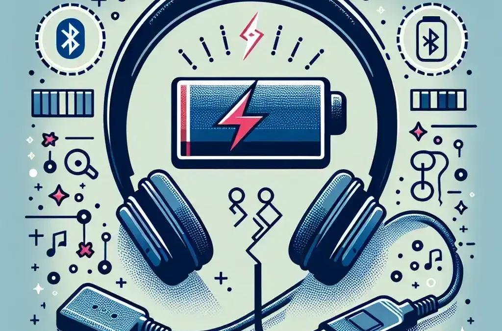 **Alt Text:** "Teknik memperbaiki headphone Bluetooth yang tidak dapat diisi daya, menunjukkan langkah-langkah perbaikan dengan alat dan charger."